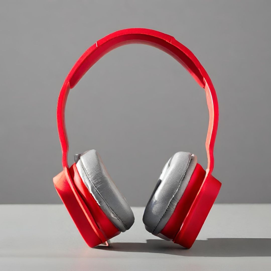 Stylish Red & Silver Over-Ear Headphones, view 2