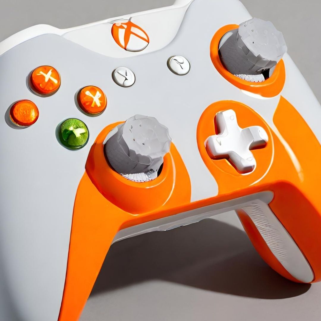 Sleek White & Orange Wireless Gaming Controller, view 3